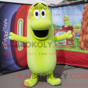 Lime Green Hot Dog maskot...