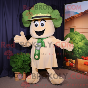 Tan Broccoli maskot kostume...