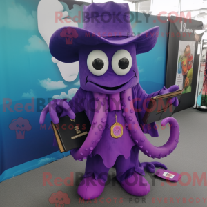 Lilla Kraken maskot kostume...