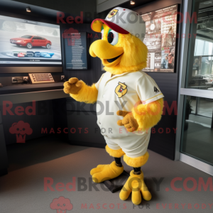 Gele kip mascottekostuum...