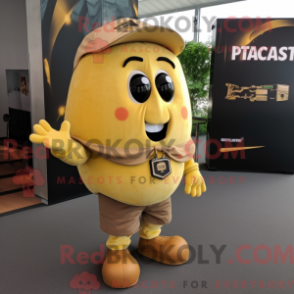 Fantasia de mascote de batata amarela com bermuda cargo e abotoaduras - Mascotes de batata - REBROKO_346963 - RedBrokoly.com