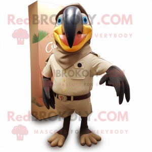 Tan Toucan mascot costume character dressed with a Chinos and Cufflinks