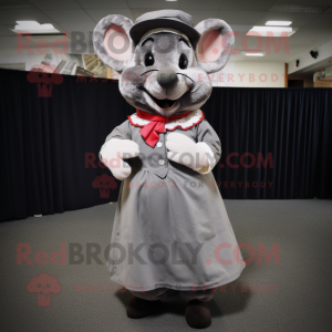 nan Mouse mascot costume character dressed with a A-Line Dress and Tie pins