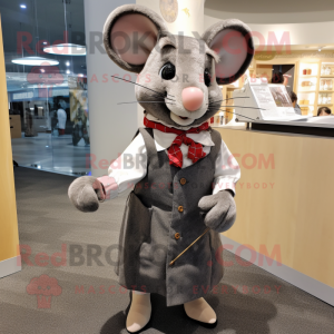 nan Mouse mascot costume character dressed with a A-Line Dress and Tie pins