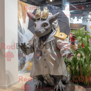 Grå Triceratops maskot...