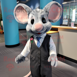 nan Mouse mascot costume character dressed with a A-Line Dress and Tie pins