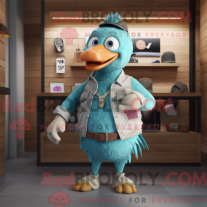 Teal Pigeon maskot kostume...