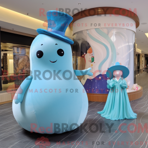 Cyan Narwhal maskot kostume...