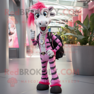 Rosa Zebra maskot kostym...