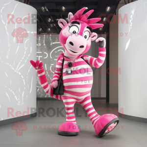 Roze Zebra mascotte kostuum...