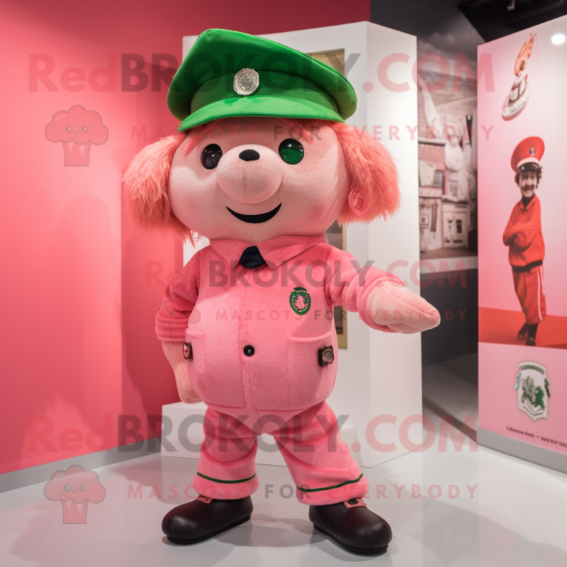Pink Irish Flag mascot costume character dressed with a Romper and Berets Pink Irish Flag mascot costume character dressed with a Romper and Berets