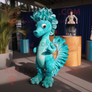 Turquoise Seahorse mascotte...