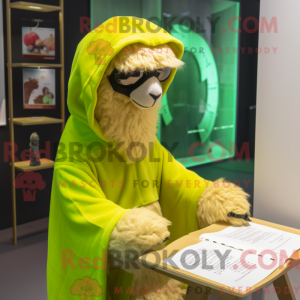 Lime Green Alpaca mascotte...