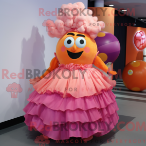 Orange Pink mascot costume...