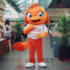 Oransje laks maskot drakt...