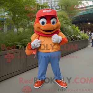 Oransje laks maskot drakt...