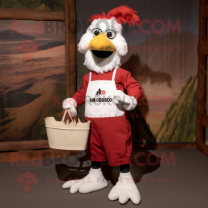 nan Roosters mascot costume character dressed with a Overalls and Tote bags