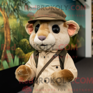 Tan Dormouse maskot kostume...