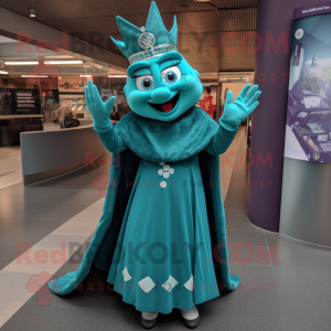 Teal Queen maskot kostume...