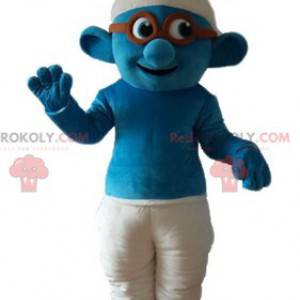 Mascote do Smurf com óculos famoso personagem de quadrinhos -