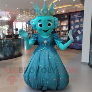 Teal Queen maskot kostume...