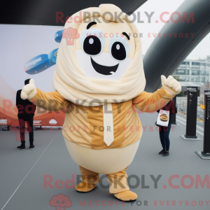 Beige Croissant mascot...
