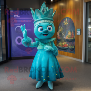 Teal Queen mascotte kostuum...