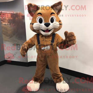 Brun Bobcat maskot kostume...