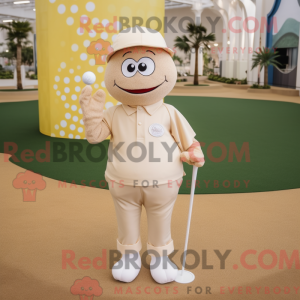 Beige golfbold maskot...