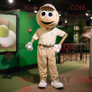 Beige golfbold maskot...