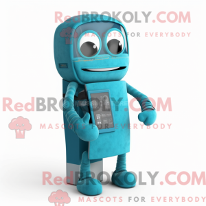 Turquoise Computer mascot...