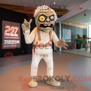 Beige Zombie mascot costume...