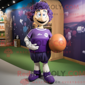Purple Rugby Ball mascot...