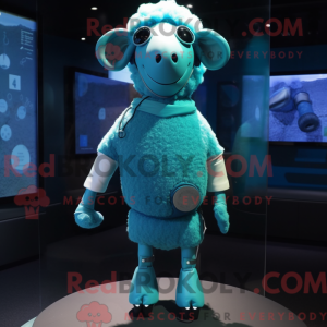 Cyan Sheep-maskotdraktfigur...