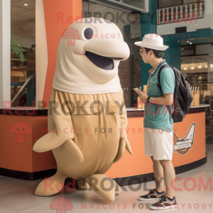 Beige Humpback Whale mascot...