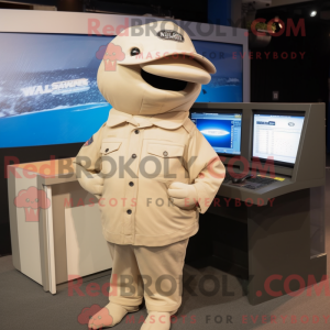 Beige Humpback Whale mascot...