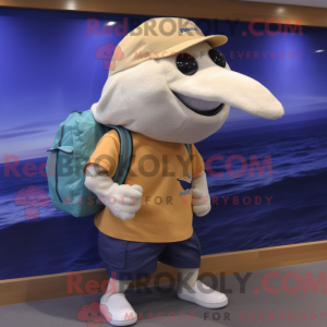 Beige pukkelhval maskot...