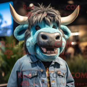 Teal Buffalo mascot costume...