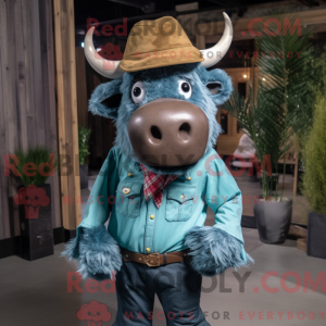 Teal Buffalo mascot costume...