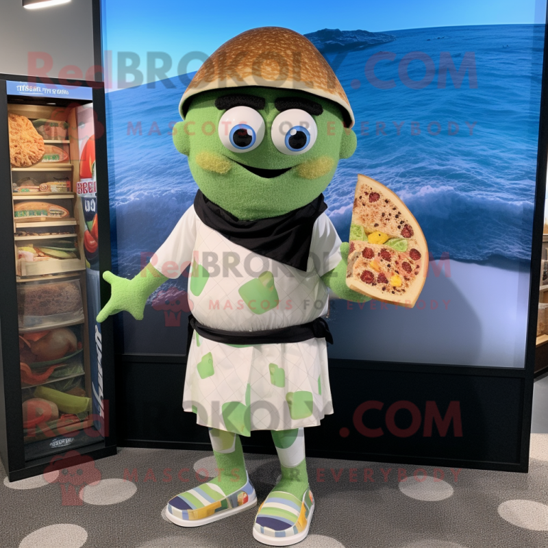 nan Falafel mascot costume character dressed with a Board Shorts and Caps nan Falafel mascot costume character dressed with a Board Shorts and Caps