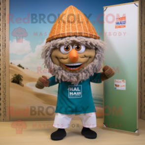 nan Falafel mascot costume character dressed with a Board Shorts and Caps