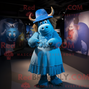 Blue Yak mascot costume...
