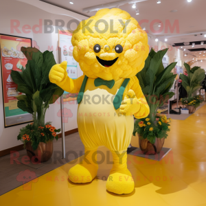 Yellow Cauliflower mascot costume character dressed with a Capri Pants and Foot pads