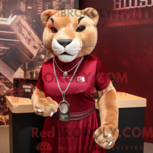 Maroon Puma maskot kostume...