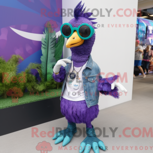 Paarse pauw mascottekostuum...