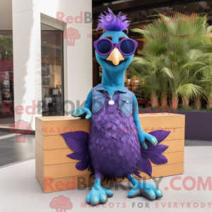 Paarse pauw mascottekostuum...
