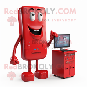 Rød computer maskot kostume...