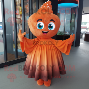 Rust Cupcake mascot costume character dressed with a Evening Gown and Shawls