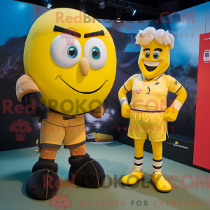 Yellow Rugby Ball mascot...