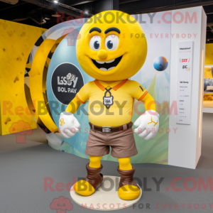 Yellow Rugby Ball mascot...